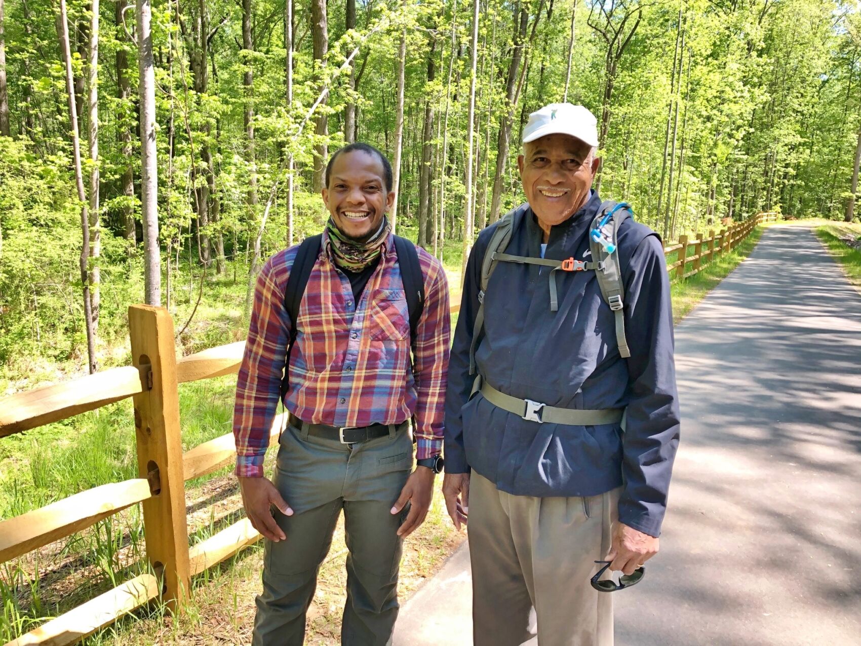 Cedric Kopa, first Black completer of the MST, with Howard Lee, the man who first proposed the trail in 1977.