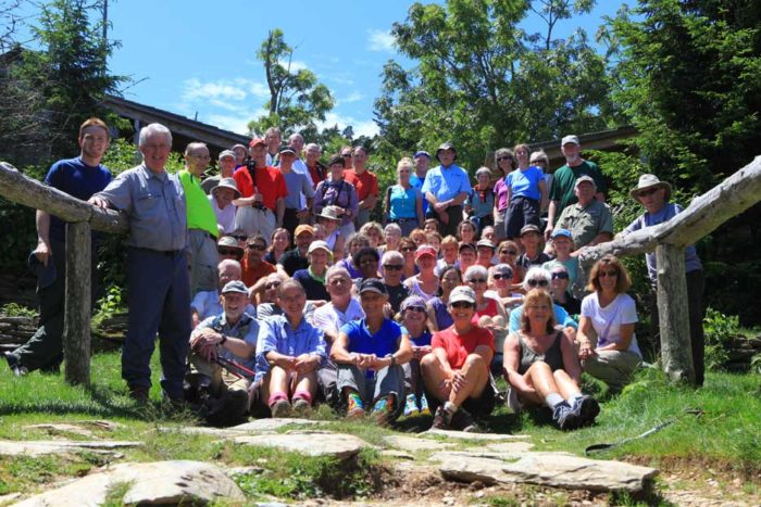 Hikers celebrating Margaret Stevenson's 101st birthday at Mt. LeConte