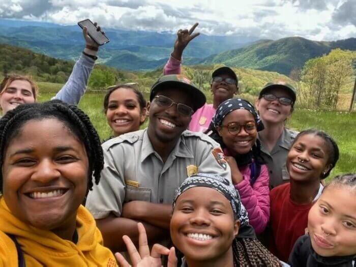 Tuskegee Smokies Experience selfie at Purchase Knob